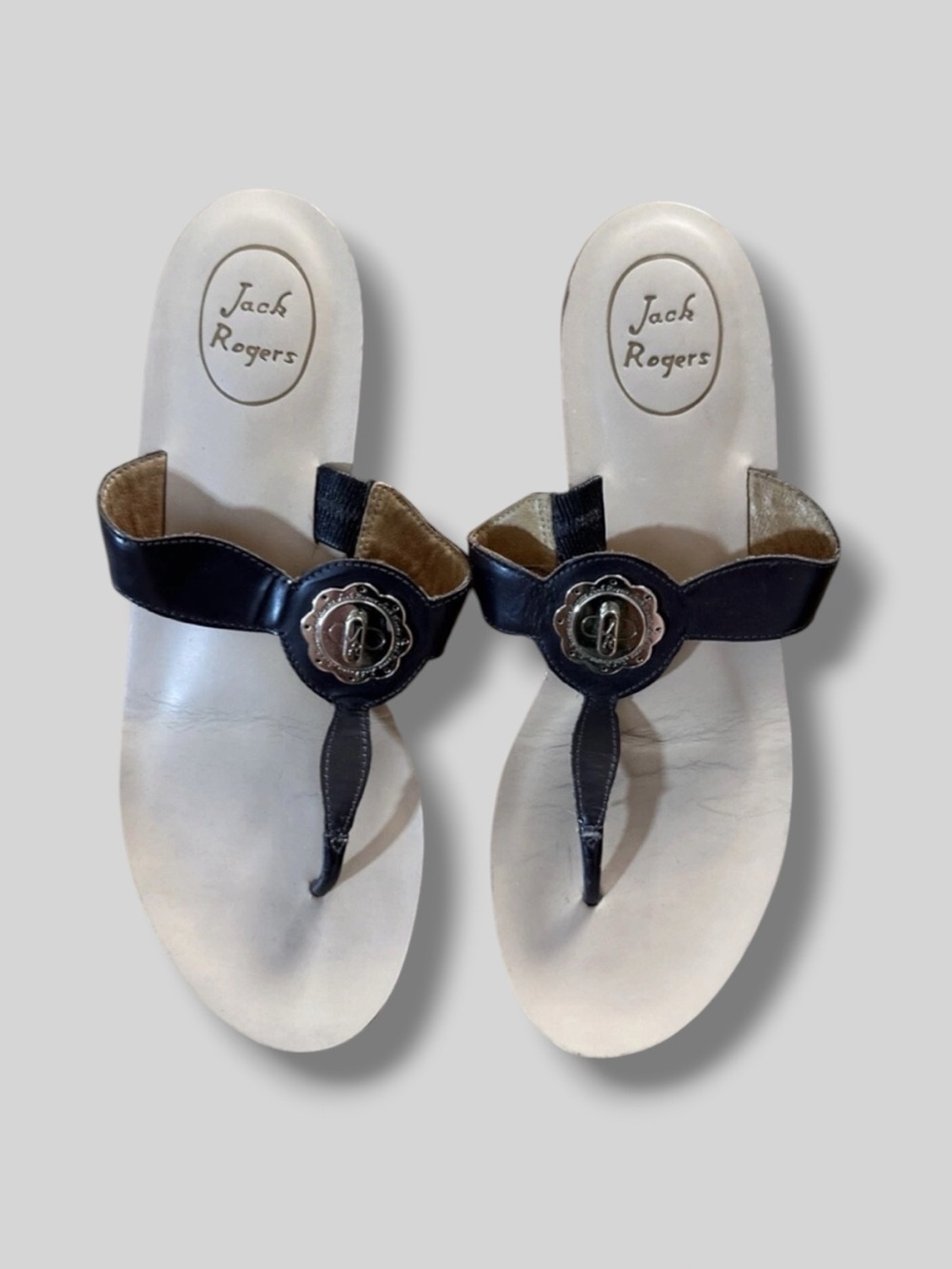 Women's Jack Rogers Brown Leather Thong Flat Sandals Sz 10M